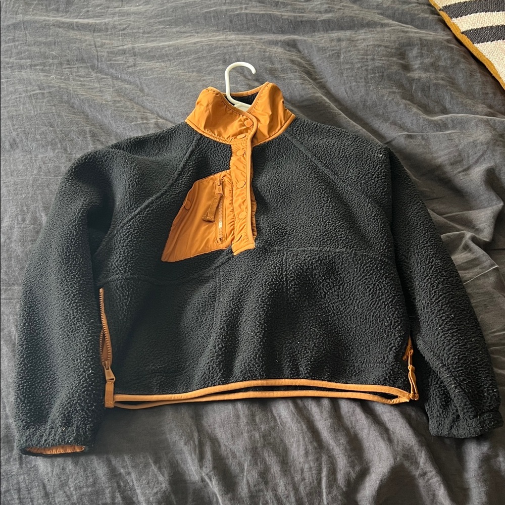 FP Movement by Free People Black and Orange Cowl Neck Sweater